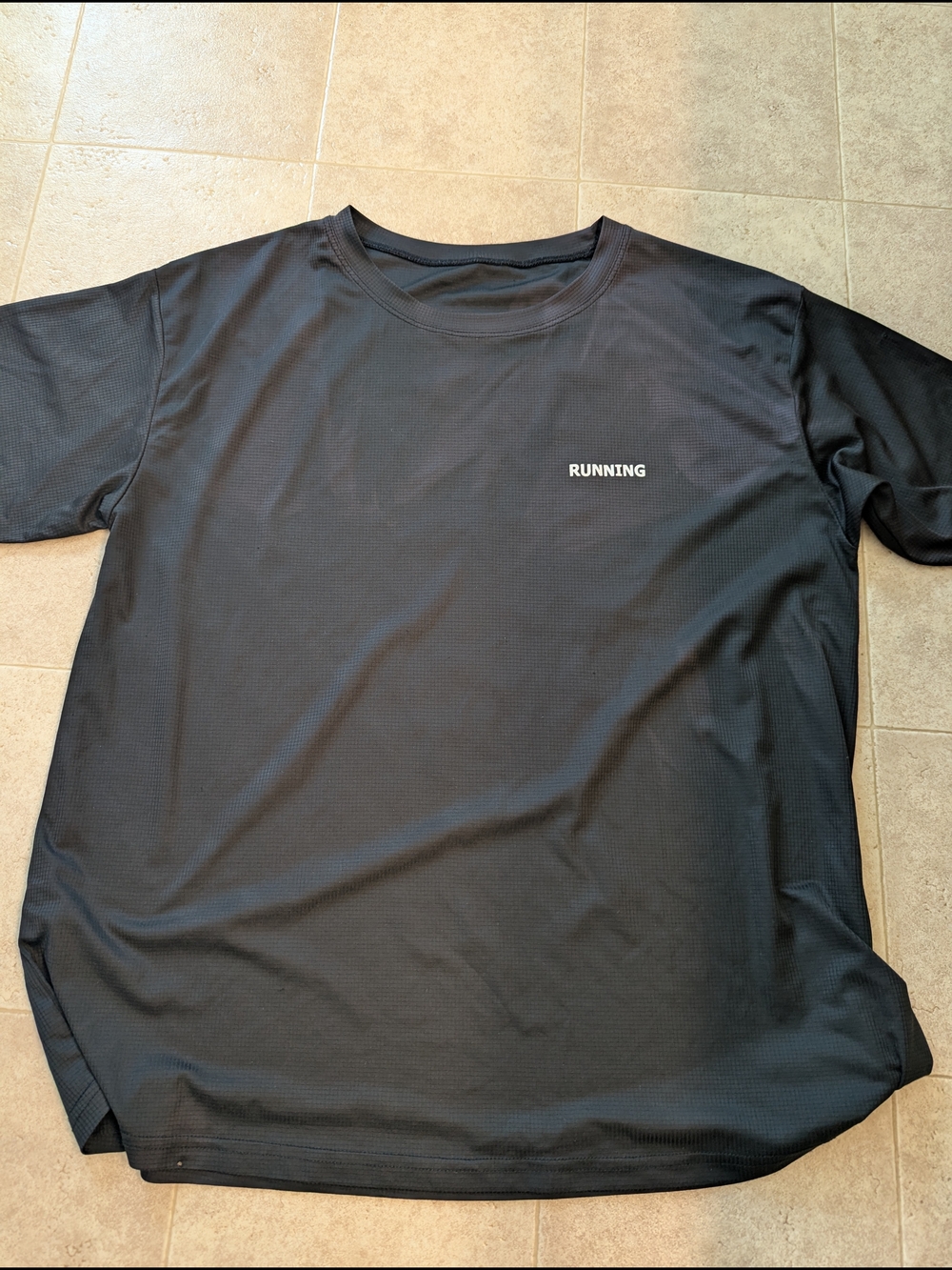 SHEIN Black Performance 'RUNNING' Short Sleeve Tee